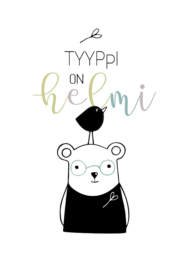 Postikortti Tyyppi on helmi - Bedaprint